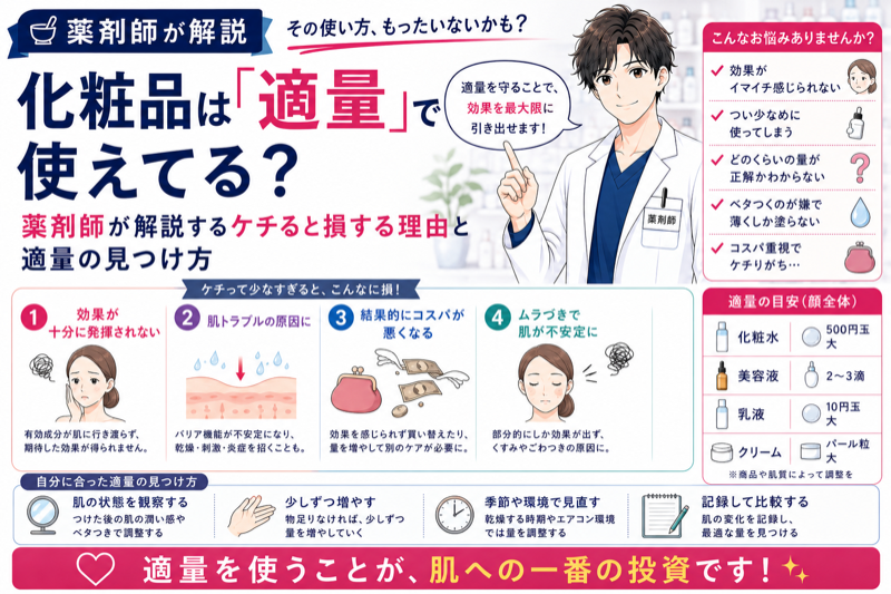 化粧品は「適量」で使えてる？薬剤師が解説するケチると損する理由と適量の見つけ方