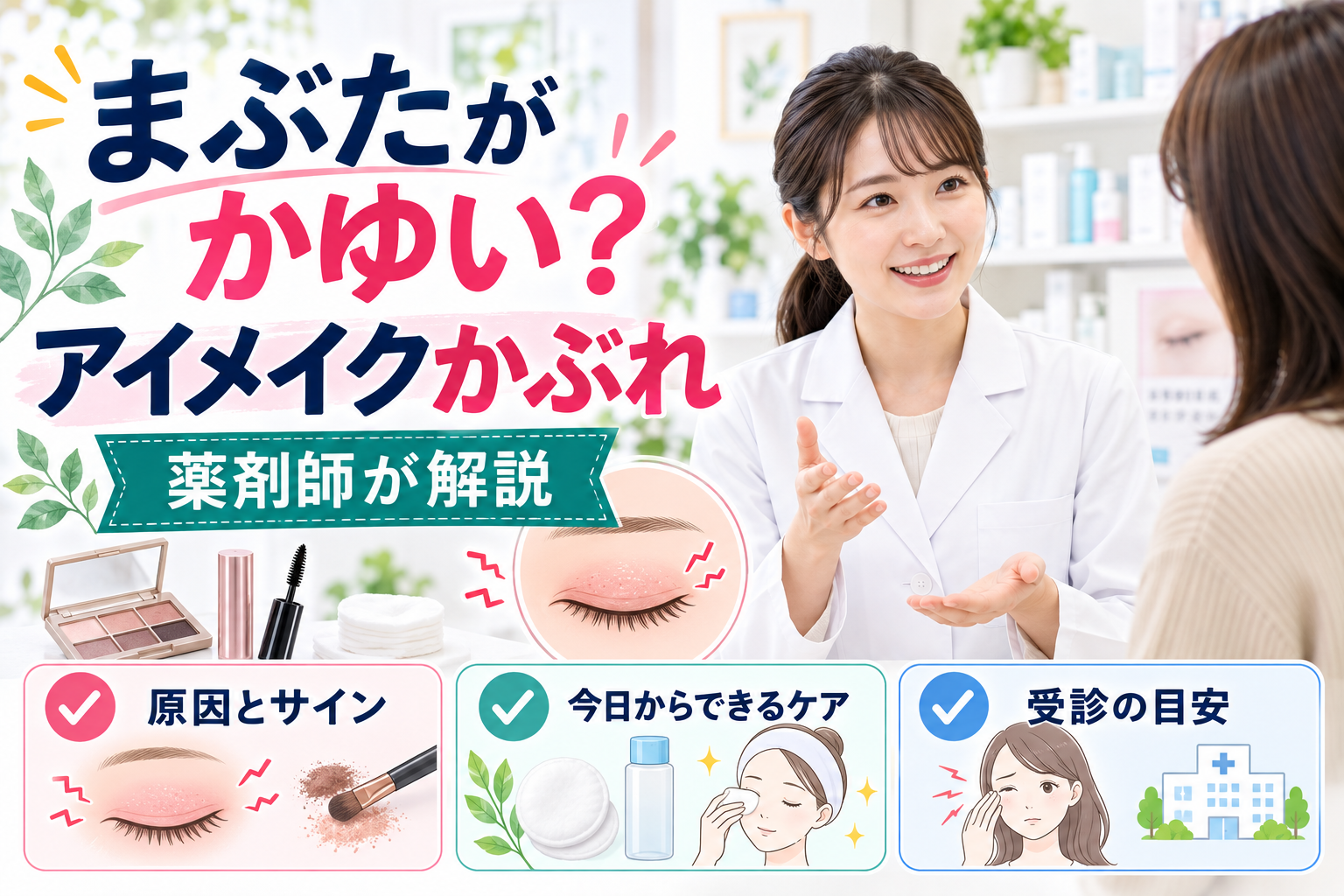 まぶたがかゆい・赤いのはアイメイクかぶれ？薬剤師が原因とやめどきを解説