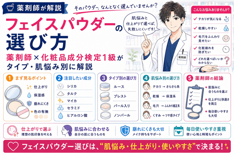 フェイスパウダーの選び方｜薬剤師×化粧品成分検定1級がタイプ・肌悩み別に解説