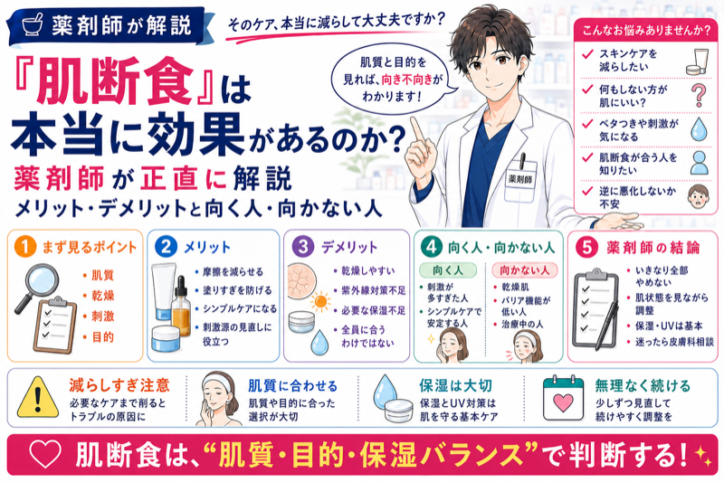 「肌断食」は本当に効果があるのか？薬剤師が正直に解説｜メリット・デメリットと向く人・向かない人
