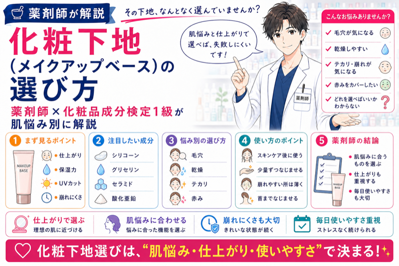 化粧下地（メイクアップベース）の選び方｜薬剤師×化粧品成分検定1級が肌悩み別に解説
