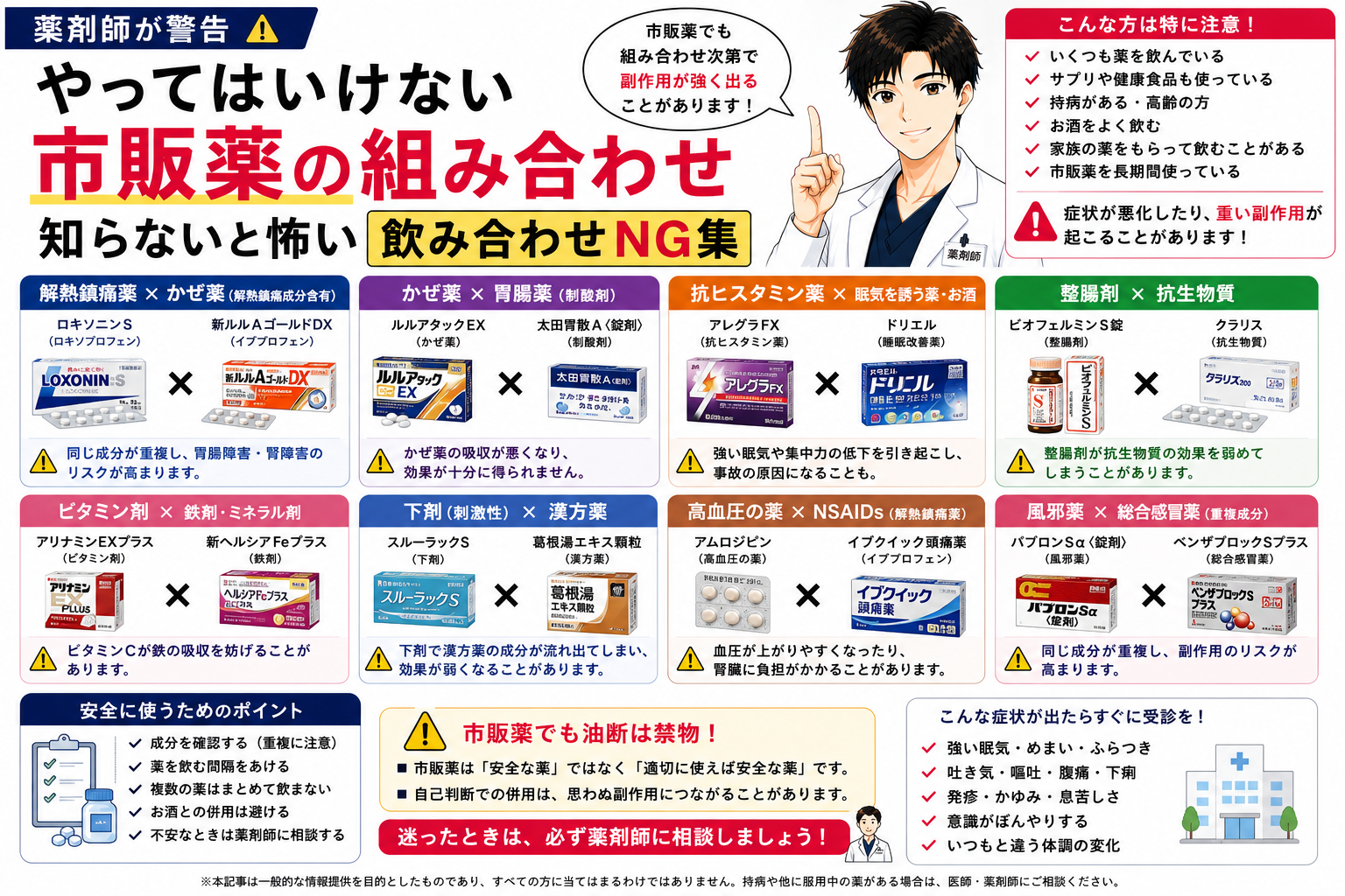【薬剤師が警告】やってはいけない市販薬の組み合わせ｜知らないと怖い飲み合わせNG集