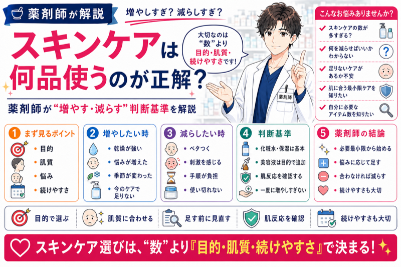 スキンケアは何品使うのが正解？薬剤師が“増やす・減らす”判断基準を解説