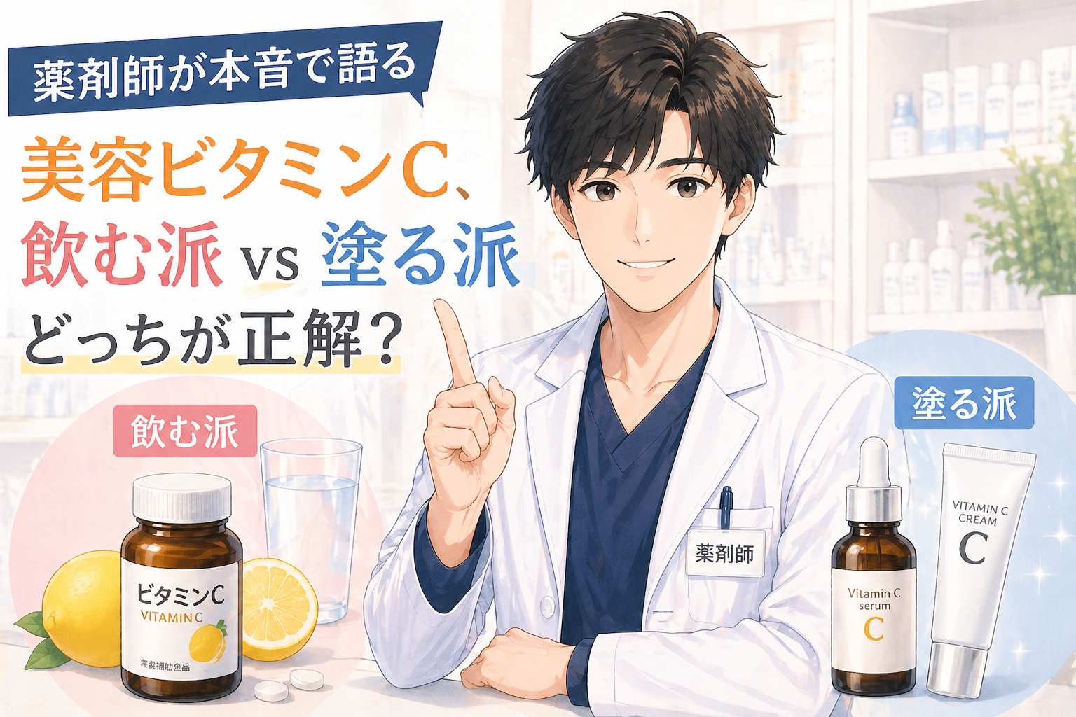 【薬剤師が本音で語る】美容ビタミンC、飲む派vs塗る派どっちが正解？