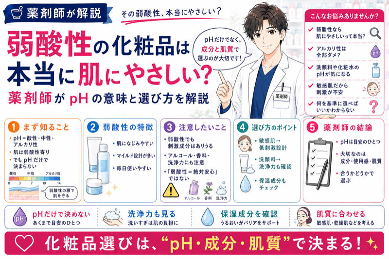 弱酸性の化粧品は本当に肌にやさしい？薬剤師がpHの意味と選び方を解説