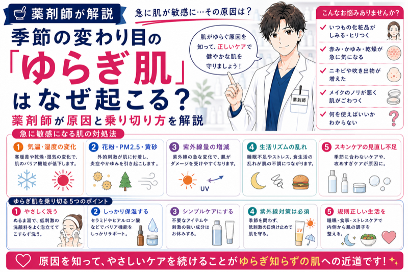 季節の変わり目の「ゆらぎ肌」はなぜ起こる？薬剤師が原因と乗り切り方を解説｜急に敏感になる肌の対処法